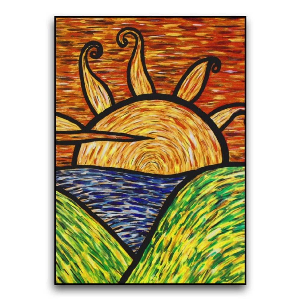 Colorful Abstract Sunset Framed Wall Art